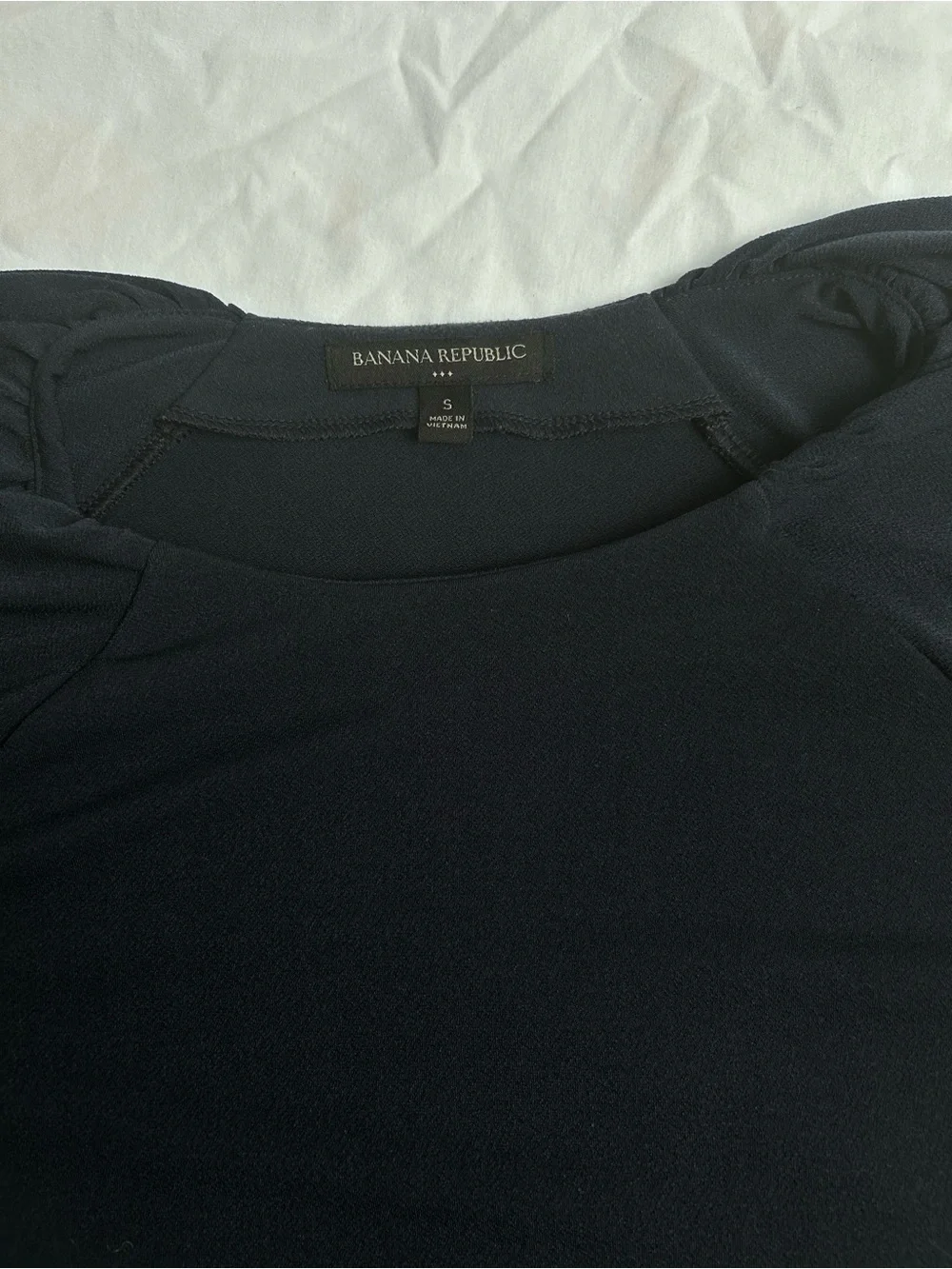 Banana Republic Navy Short-Sleeve women’s soft Shirt with Puff Detail